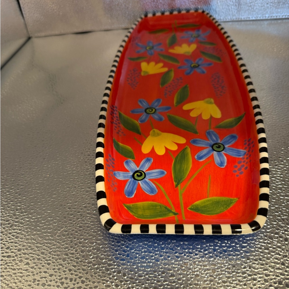 Department 56 Red Floral Vanity Tray